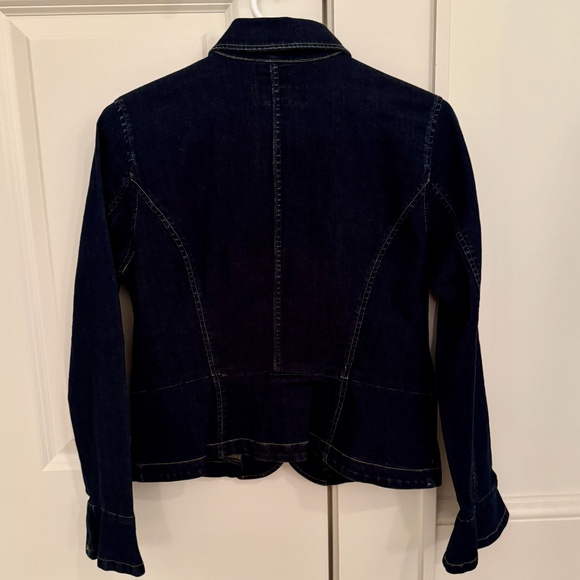 Ralph Lauren Navy Blue Fitted Denim Jeans Jacket - Size 8 Petite - New with Tag - Picture 2 of 3